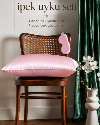 %100 Doğal Dut İpeği İpek Uyku Seti – İpek Yastık Kılıfı (50x70 cm) + İpek Göz Bandı | Cilt ve Saç Bakımı İçin Premium Set