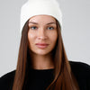 100% Silk-Lined White Beanie