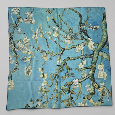 Van Gogh , %100 İpek Eşarp – 90 × 90 cm  ,TURKUAZ