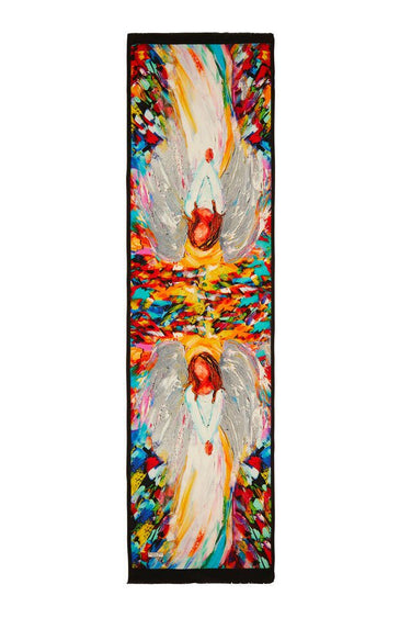 Sanat Esintili Kırmızı %100 İpek Şal Fular