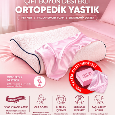 PEMBE RENKLİ  ,%100 İpek Yastık Kılıfı İle Beraber ,Silkworm Life Visco YASTIK