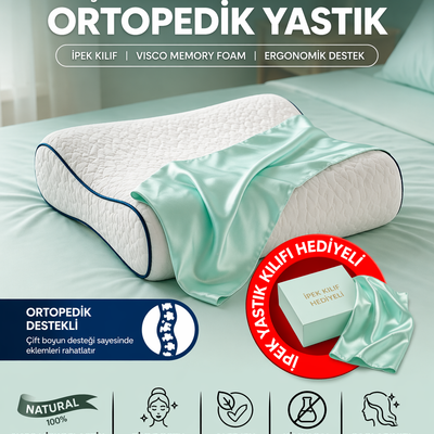MİNTRENKLİ  ,%100 İpek Yastık Kılıfı İle Beraber ,Silkworm Life Visco YASTIK