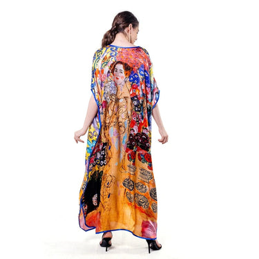 Gustav Klimt "Maria Munk" Desenli %100 İpek Elbise