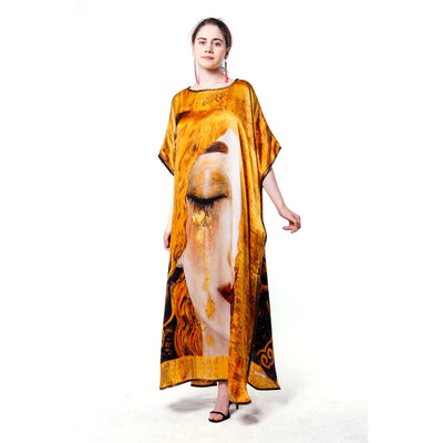 Freya’s Tears – Elegance Woven from Mythology Pure Silk Dress