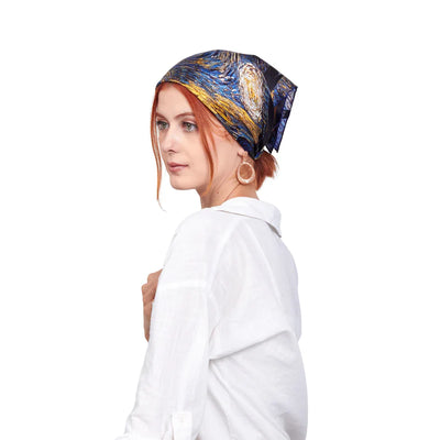 100% Silk Scarf Bandana | 55x55 cm | Van Gogh Almond Blossom
