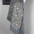 GRİ RENKLİ Lüks Kaşmir İşlemeli Kışlık Şal -80 CM X 200 CM