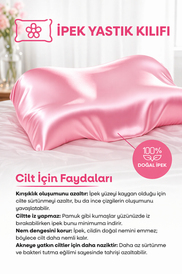 GÜZELLİK YASTIĞI  , PEMBE RENKLİ  ,%100 İpek Yastık Kılıfı İle Beraber ,Silkworm Life Visco Güzellik Yastığı – Yüz Kırışıklık Karşıtı, Boyun ve Omurga Destekli