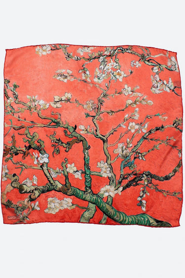 %100 İpek Fular Bandana | 55x55 cm | Van Gogh Badem Ağaçı