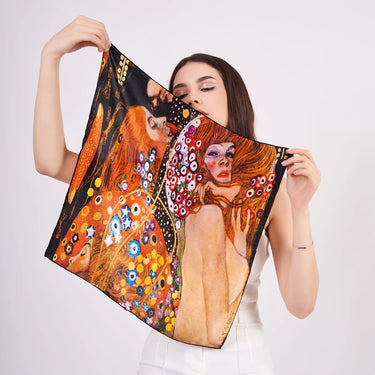 Saf İpek Fular Bandana | Kandinsky Lady with Fan |