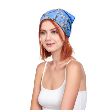 %100 İpek Fular Bandana | 55x55 cm | Van Gogh Badem Ağaçı