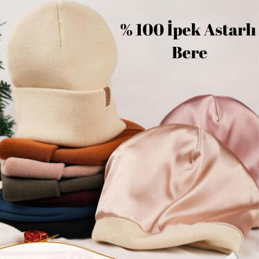% 100 İpek Astarlı  Bere