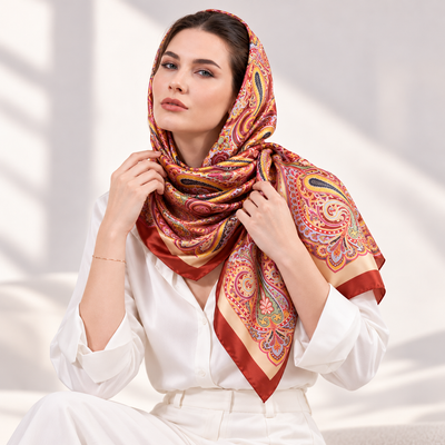 %100 Doğal İpek Şal & Eşarp | 140 × 140 cm | Premium Tasarım