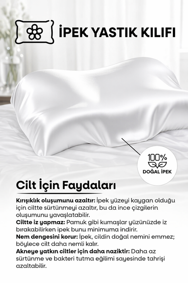 GÜZELLİK YASTIĞI  , BEYAZ RENKLİ  ,%100 İpek Yastık Kılıfı İle Beraber ,Silkworm Life Visco Güzellik Yastığı – Yüz Kırışıklık Karşıtı, Boyun ve Omurga Destekli